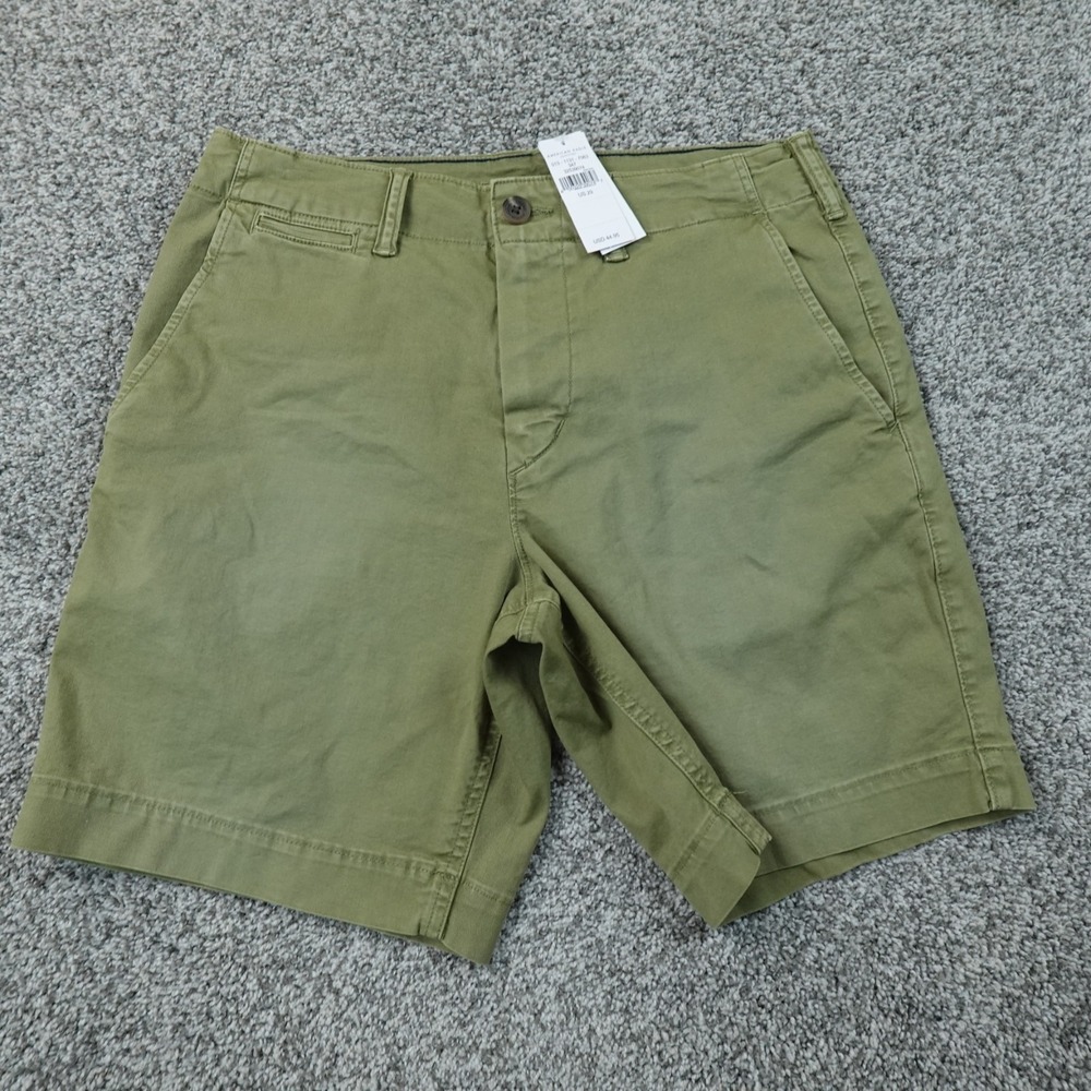 NEW American Eagle Shorts Mens 29 Olive Green Flex Chino Flat Front Stretch AE